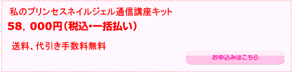 私のプリンセスネイルジェル通信講座キット お申込みはこちら>>>